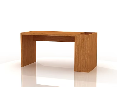 Simple Wooden Desk With Natural Oak Finish And Modern Minimalist Design 3d model