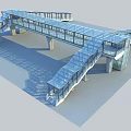 Modern Glass Bridge Architectural Design With Multi Section Stairs And Transparent Panels 3d model