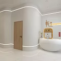 Modern Beauty Hair Salon Interior Design With White Reception Desk And Lighting