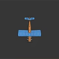 Biplane Passenger Plane Model With Orange Body Blue Wings And Details