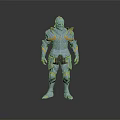 Shiny Silver Gold Armored Humanoid Warrior Character With Metallic Armor Design