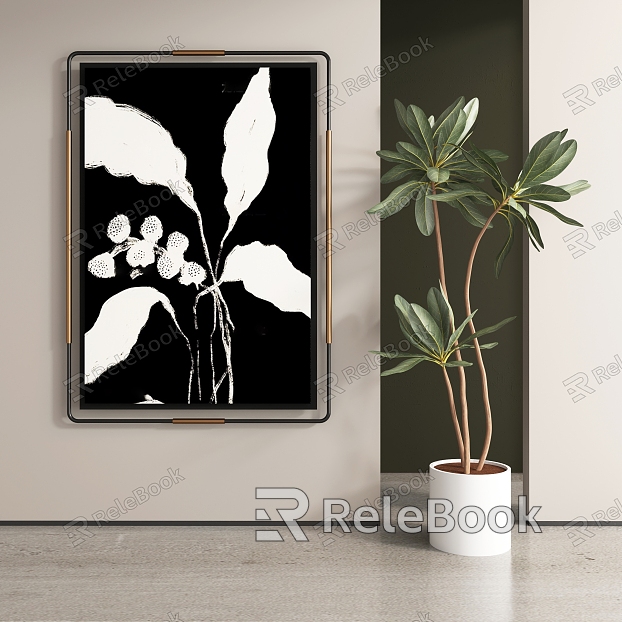 black and white decorative painting model