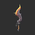 Fantasy Weapon Scythe With Flaming Blade And Decorative Hilt Design For Gaming