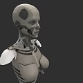 Gray Female Robotic Figure Featuring Mechanical Joints And Exposed Components On Dark Background