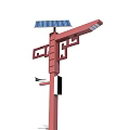 Red Solar Powered Street Light With Decorative Structure For Public Facility Areas 3d model