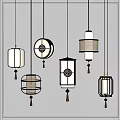 New Chinese Chandelier Combination 3d model