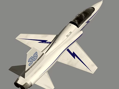 White Fighter Jet With Blue Lightning Patterns Number 36 And FALCON Logo 3d model