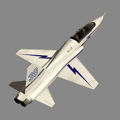 White Fighter Jet With Blue Lightning Patterns Number 36 And FALCON Logo 3d model