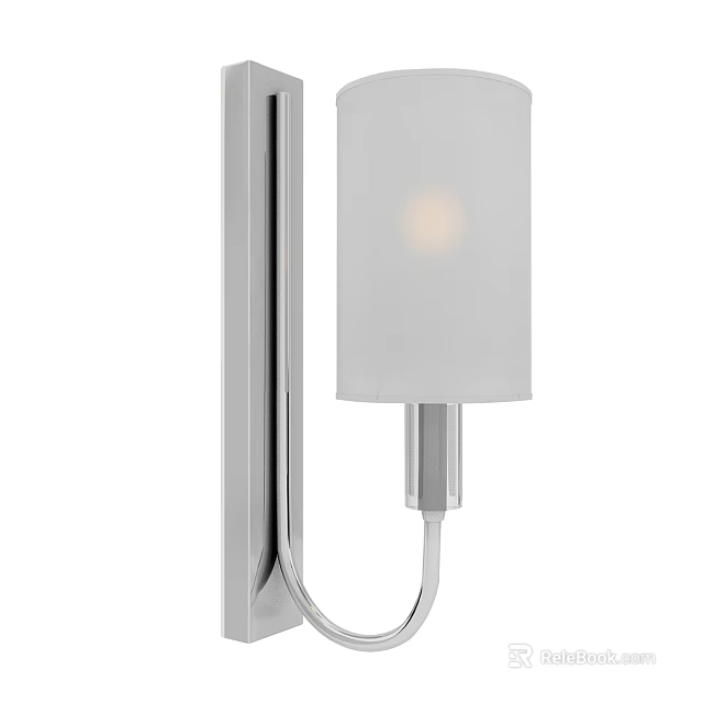Modern Chrome Wall Sconce With White Frosted Glass Shade And Sleek Design 3d model 