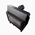 Modern Black Fireplace With Glass Door And Metal Frame Stand Legs