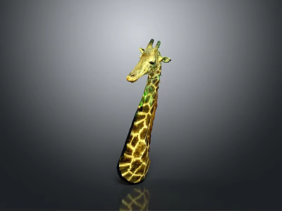 Giraffe 3D Model With Long Neck Yellow Brown Spots And Gray Background 3d model