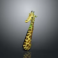 Giraffe 3D Model With Long Neck Yellow Brown Spots And Gray Background