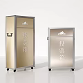 Golden And Silver Voting Boxes With Wheels For Public Facility Use 3d model