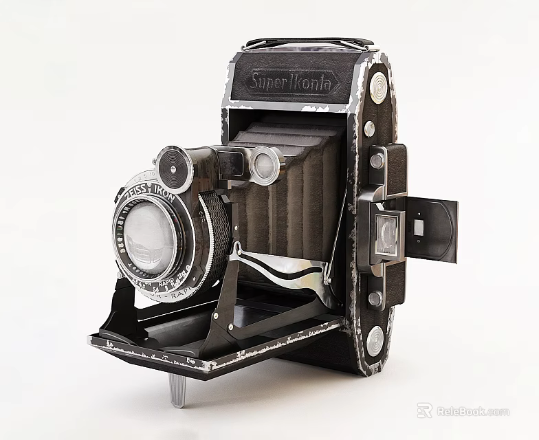 Vintage Speed Graphic Camera With Classic Folding Design Metal Body And Retro Lens 3d model 