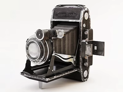 Vintage Speed Graphic Camera With Classic Folding Design Metal Body And Retro Lens 3d model