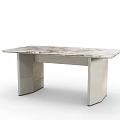 Modern Sleek Dining Table With Marble Tabletop And Light Colored Legs 3d model