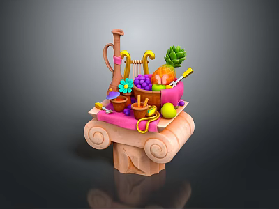 Bottle Fruit Pineapple Grapevine 3d model