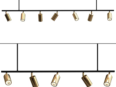 Modern Linear Chandelier With Gold Metal Shades And Black Hanging Frame 3d model