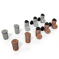 Construction Building Components Featuring Metallic Pipes And Rusty Concrete Columns In Various Sizes