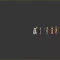 Fantasy Characters And Mythical Beings With Halos Holding Staves On Dark Background Reflections