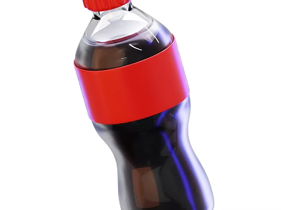 Bottled Carbonated Soft Drink With Red Cap And Dark Liquid In Plastic Container 3d model