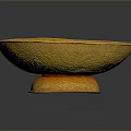 Golden Decorative Bowl With Carved Patterns Central Seal And Base For Home Living