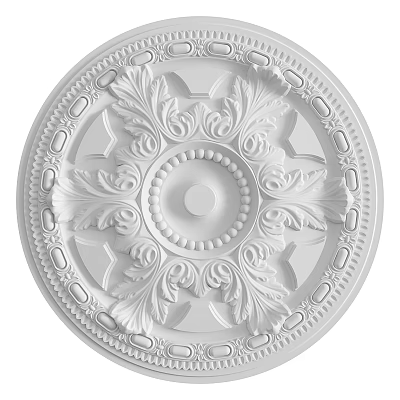 Ornate White Ceiling Medallion With Intricate Patterns 3d model