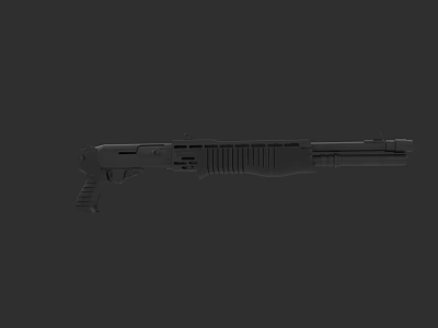 Black Outline Firearm 3D Model Design With Detailed Structure And Gray Background 3d model
