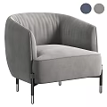 Modern Gray Single Sofa with Curved Armrests Velvet Fabric and Metal Legs