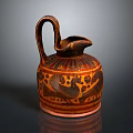 Traditional Ceramic Sculpture Carving With Curved Handle And Intricate Decorative Patterns