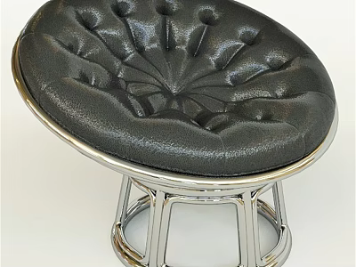 Modern Black Leather Tufted Single Seater Sofa With Silver Metal Frame Design 3d model