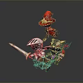 Fantasy Game Movie Characters Featuring Knight Mage And Monster On Wooden Cart