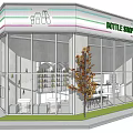 Modern Milk Tea Shop Storefront With Large Glass Windows And Outdoor Tree