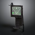 Handheld Scanning Device with Green Radar Display Screen and Coiled Cord Handle