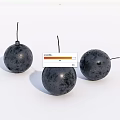 Three Black Spherical Chandeliers with Speckled Texture on White Background 3d model