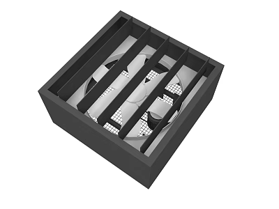 Square Shaped Ventilation Equipment Featuring Black Housing White Grilles And Blades 3d model