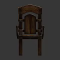 Solid Wood Leisure Chair Featuring Curved Backrest Armrest Natural Grain And Classic Design