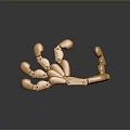 Golden Metal Skeleton Hand Decorative Home Living Accessory With Dark Reflective Background