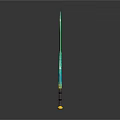 Decorative Green Sword With Intricate Floral Patterns Blue Yellow Accents And Yellow Black Hilt