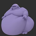 Purple Chubby Creature 3D Character With Round Body And Big Belly