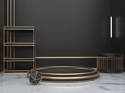 High-grade black gold business display with map background product with map light luxury DP beautiful Chen 3d model