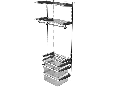 Metal Clothes Rack With Multiple Shelves And Hanging Storage Space 3d model