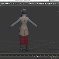 Female Game Movie Character in Beige Trench Coat Hat Red Skirt Black Gloves Brown Boots