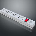 White Power Strip With Multiple USB Ports AC Outlets And Red Indicator Light