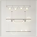 Modern Minimalist Chandeliers With Wave Shaped Circular Linear Metal Frame Designs 3d model