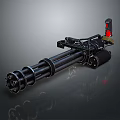 Multi Barrel Machine Gun With Black Metal Body And Red Indicator Light 3d model