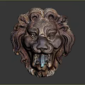 Lion Head Decorative Door Handle With Intricate Carved Details And Brass Finish