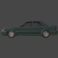 Dark Green Classic Sedan Car With Four Doors And Alloy Wheels