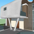 Modern Detached Villa With Large Glass Walls Open Balcony And Unique Design