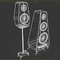 Stylish Floor Standing Speakers With Wooden Cabinet White Front Panel And Circular Drivers